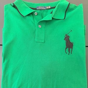Mens, Polo by Ralph Lauren, Long Sleeve, Green and Blue, Size 4XLT